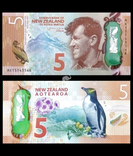 New Zealand 5 Dollars 2015 P-191 UNC Polymer Bank Note