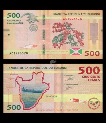 Burundi 500 Francs 2018 P-50 UNC bank Note