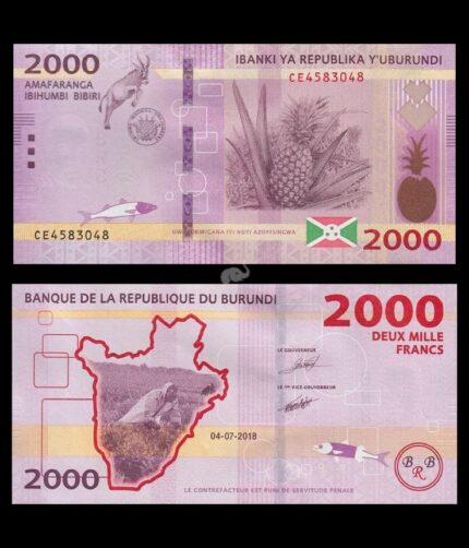 Burundi 2000 Francs 2018 P-52 UNC Bank Note