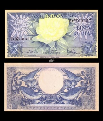 Indonesia 5 Rupiah 1959 P-65 Rare UNC Bank Note