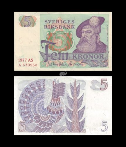 Sweden 5 Kronor 1977 P-51c Year UNC Bank Note