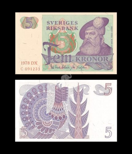 Sweden 5 Kronor 1978 P-51d Year UNC Bank Note