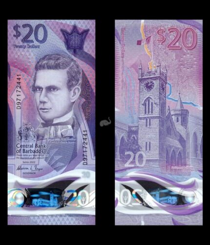 Barbados 20 Dollars 2022 P-W83 UNC Polymer Bank Note
