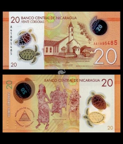 Nicaragua 20 Cardobas 2019 P-210a UNC Polymer Bank Note