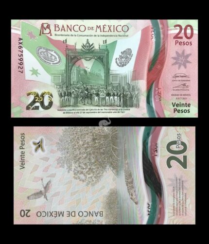 Mexico 20 Pesos 2021 P- W132 10-2021(3) Commemorative UNC Polymer Note