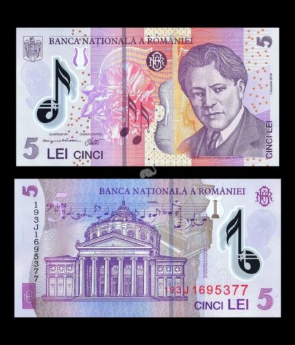 Romania 5 Lei 2019 P-118 UNC Polymer Bank Note