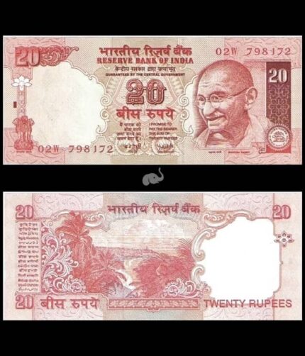 India 20 Rupees 1996-2006 P-89ad YV reddy No Inset UNC Bank Note