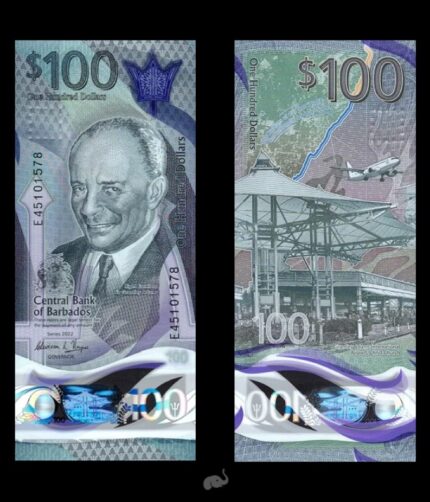Barbados 100 Dollars 2022 P-85 UNC Bank Note
