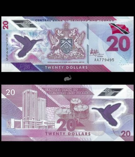 Trinidad & Tobago 20 Dollars 2020 P-63 UNC Polymer Bank Note
