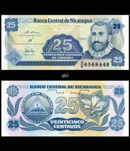 Nicaragua 25 Centavos de Córdoba 1991 P-170a(2) UNC Bank Note