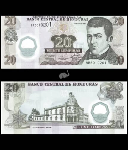 Honduras 20 lempiras 2008 P-95(2) Polymer UNC Bank Note