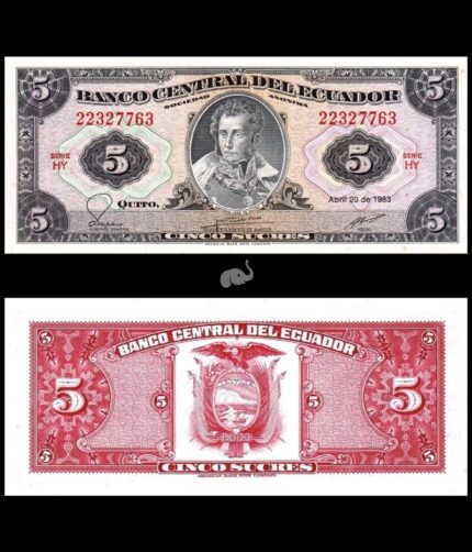 Ecuador 5 sucres 1983 P-180b UNC Bank Note