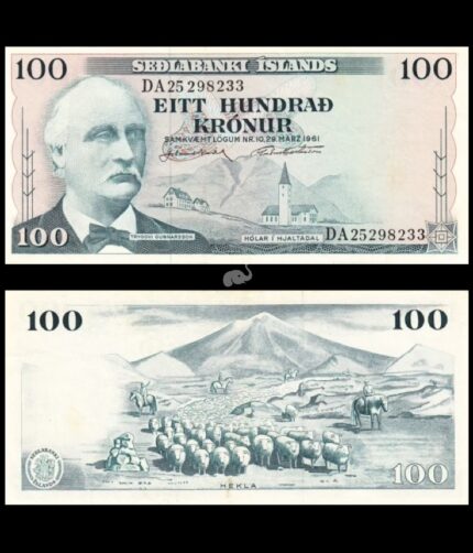 Iceland 100 Kronur 1961 P-44a(12) UNC Bank Note