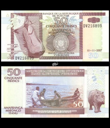 Burundi 50 francs 2007 P-36g UNC Bank Note