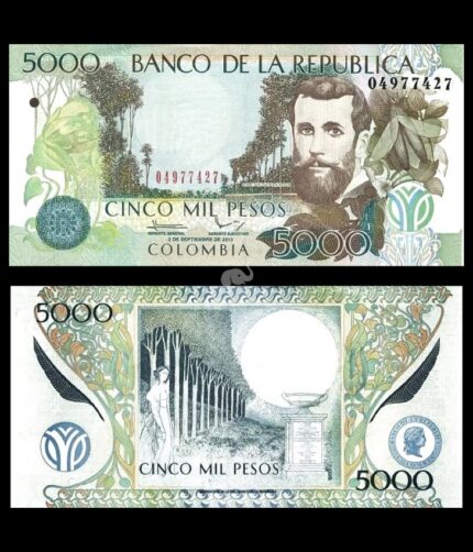 Colombia 5000 Pesos 2013 P-452 UNC Bank Note