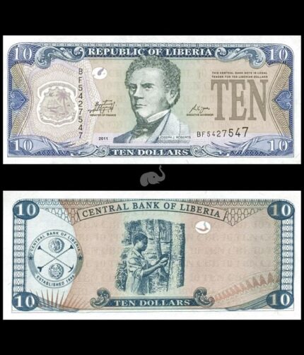 Liberia 10 Dollars 2011 P-27f UNC Bank Note