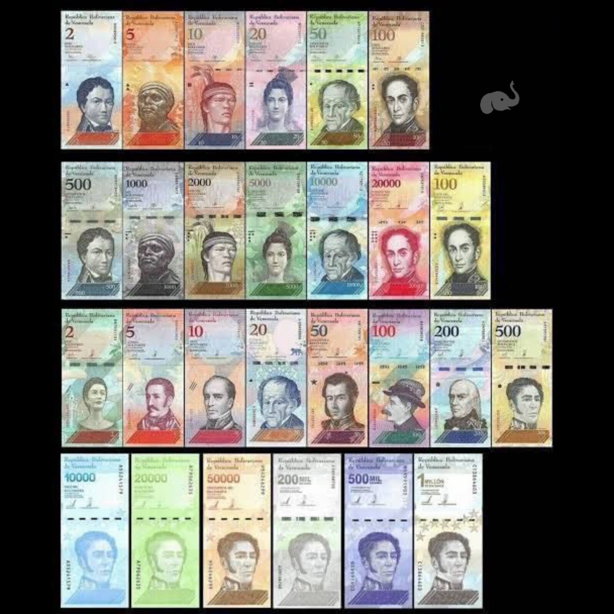 thumbnail interactive-video image 1 of Venezuela Paper Money Lot – 1 Million+ Bolivares (11+ Banknotes) – Circulated Currency Set 1 of 4