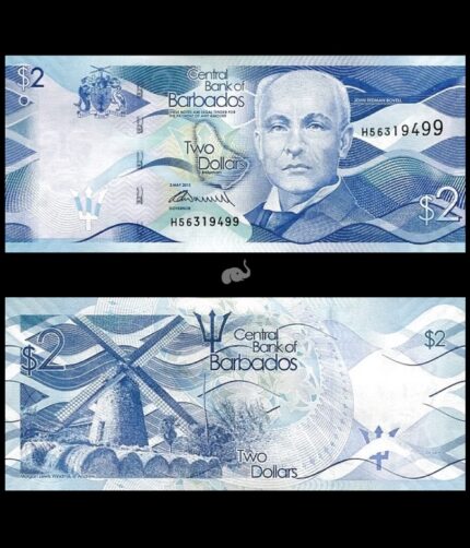 Barbados 2 Dollar 2013 P-73a UNC Bank Note