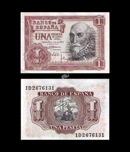 Spain 1 Peseta 1953 P-144 UNC Bank note