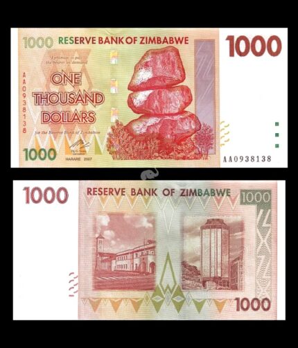Zimbabwe 1000 Dollars 2007 P-71 UNC Bank Note