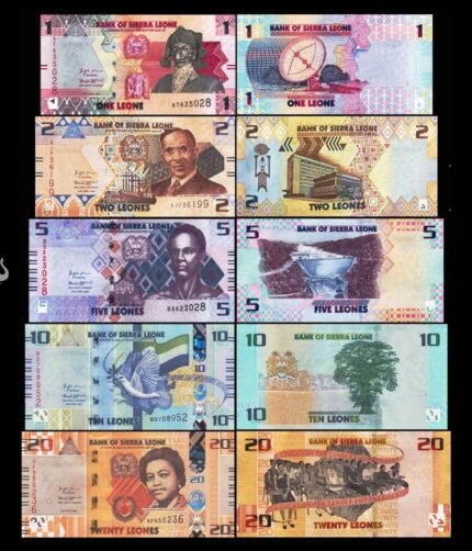 Sierra Leone 1 to 20 Complete Set 5 Notes UNC Bank Note