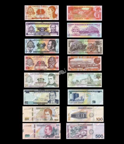 Honduras 1 - 500 Lempiras 2012-22 Set of 8 UNC Bank Notes