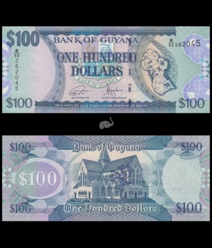 Guyana 100 Dollars 2022 P-36e UNC Bank Note