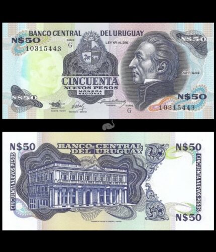 Uruguay 50 Nuevos Pesos 1989 P-61A(2) UNC Bank Note
