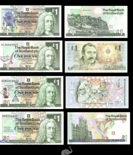 Scotland 1 Pound 1992-99 P-356,358,359,360 Commemorative UNC set of 4 notes