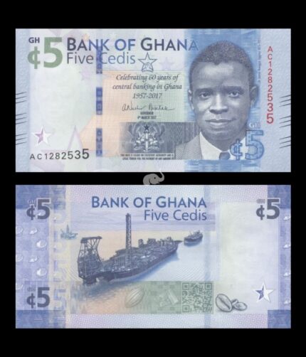 Ghana 5 Cedis 2017 P-43 Commemorative UNC Bank Note