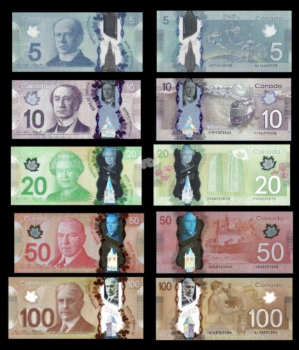 Canada 5 - 100 Dollars 2011-13 Polymer set of 5 Notes