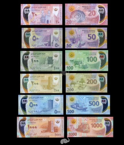 Mauritania 20 - 1.000 Ouguiya 2017-20 Set of 6 UNC Polymer Bank Notes