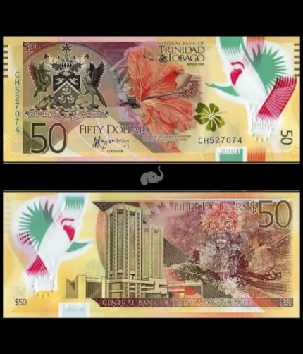 Trinidad & Tobago 50 Dollars 2015 P-59 UNC Polymer Bank Note