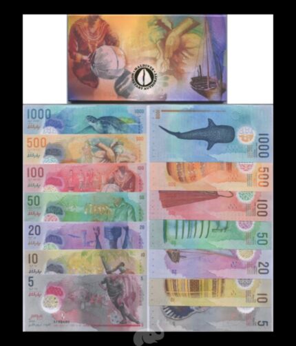 Maldives 5 - 1000 Rufiyaa 2017-20 Polymer set of 7 UNC with folder