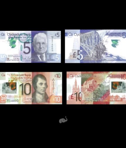 Scotland 5 & 10 Pounds 2015 - 17 Polymer UNC Bank Note