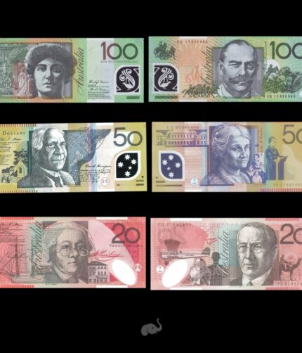 Australia 20,50 & 100 dollars 2002-17 UNC Polymer set