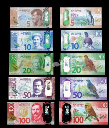 New Zealand 5 - 100 Dollars 2015-21 UNC Polymer Bank note