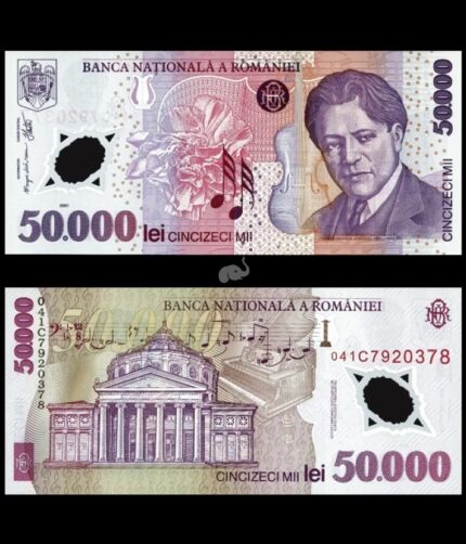 Romania 50,000 Lei 2004 P-113a UNC Polymer Bank Note