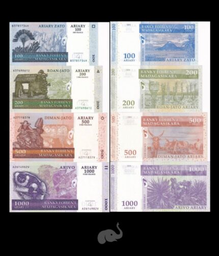 Madagascar 100 - 1000 Ariary 2004 UNC Set of 4