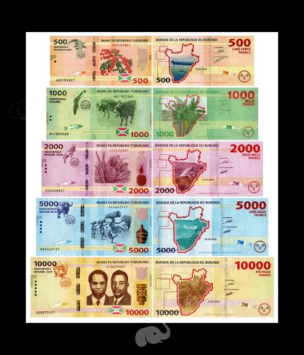 Burundi 500-10000 Francs 2015 Set of 5 UNC Notes