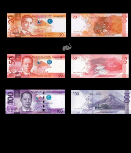 Philippines 20 50 100 Pesos 2014-22 UNC set of 3