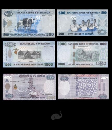 Rwanda 500-2000 Francs 2013-19 UNC Set of 3 Notes