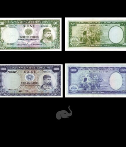 Portuguese Guinea 50 & 10 Escudos 1971 Set of 2 UNC Rare