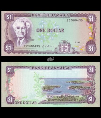 Jamaica 1 Dollar 1990 P-68AD UNC Bank Note