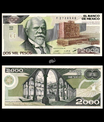 Mexico 2,000 Pesos Banknote, 1987, P-86b.7, UNC, Series CW
