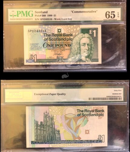 Scotland 1 Pound 1991 Commemorative UNC P-360 PMG Graded 65 EPQ