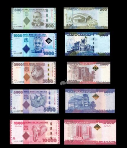 Tanzania 500 - 10,000 Shillings 2010-2020 UNC Set of 5