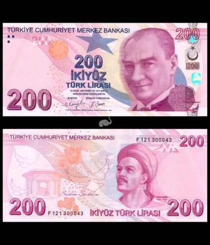 Turkey 200 Turk Lirasi 2009 P-227d UNC Bank Note