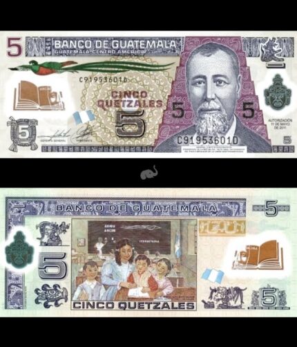 Guatemala 5 Quetzales 2011 P-122b UNC Polymer