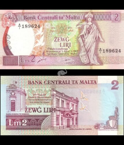 Malta 2 Lari 1967 P-41 UNC Rare